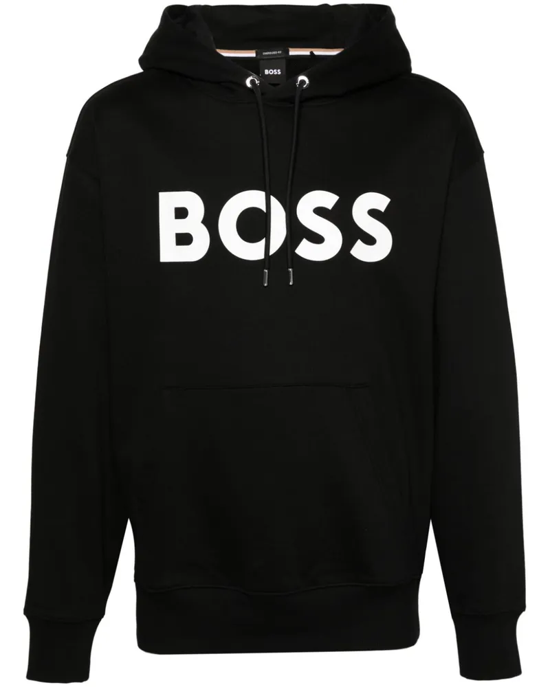 HUGO BOSS Hoodie mit Logo-Print - Schwarz Schwarz