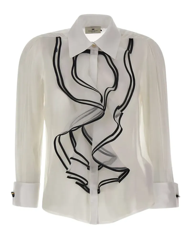 Elisabetta Franchi T-Shirt mit Rüschendetail - Weiß Weiß