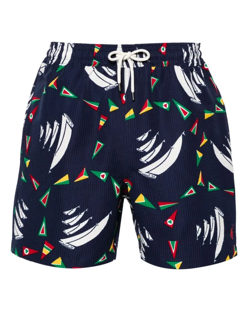 Ralph Lauren Traveler Seersucker-Badeshorts - Blau Blau