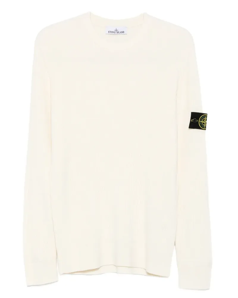 Stone Island Gerippter Pullover mit Logo-Patch - Nude Nude
