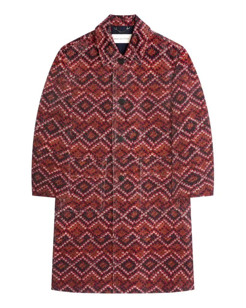Dries van Noten Mac Cordmantel mit Print - Rot Rot