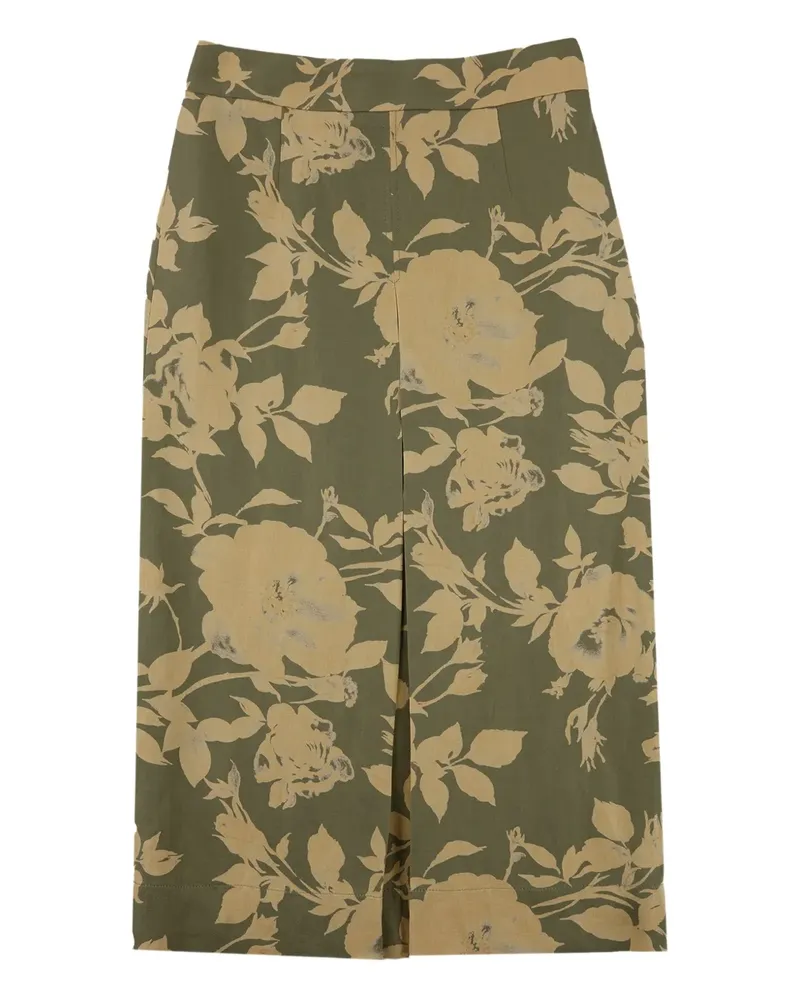 Incotex Midirock mit Blumen-Print - Grün Grün