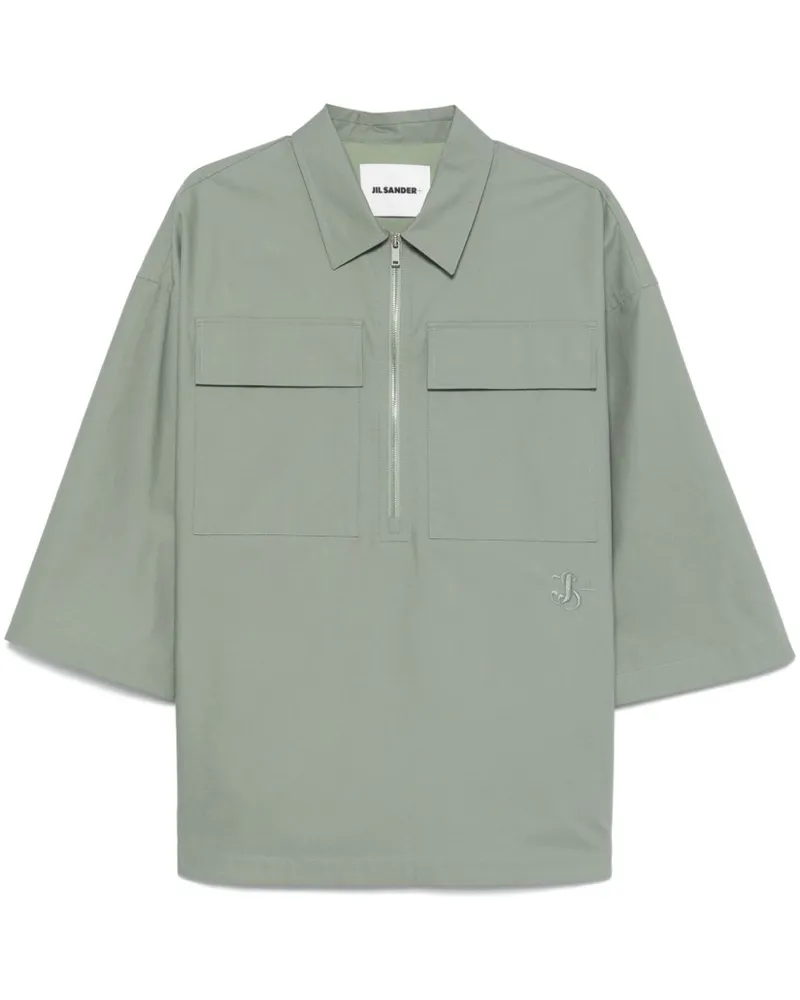 Jil Sander Hemd mit Logo-Stickerei - Grün Grün