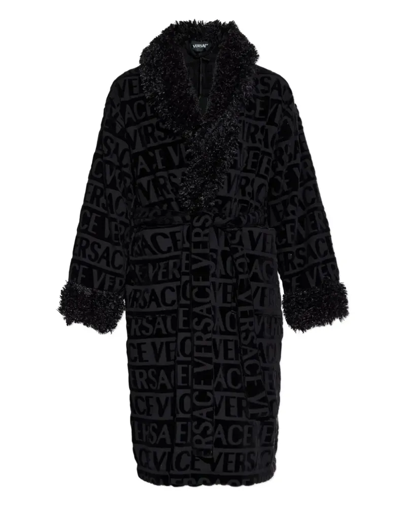 Versace Bademantel mit Logo-Muster - Schwarz Schwarz