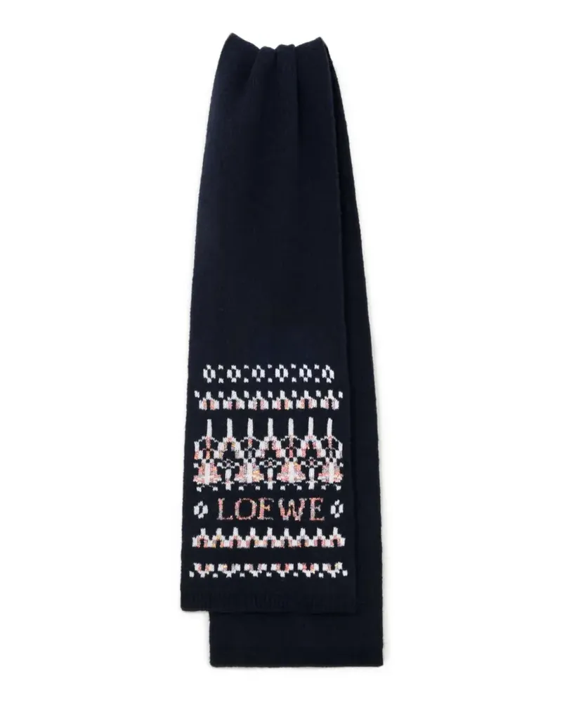 Loewe Gemusterter Schal - Blau Blau