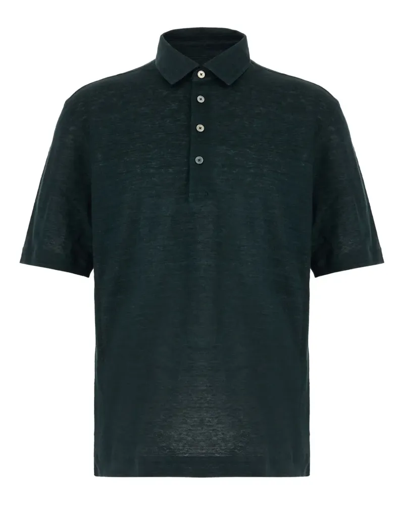 Ermenegildo Zegna Geknöpftes Poloshirt aus Leinen - Grün Grün