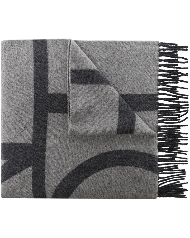 Totême Großer Schal mit Monogramm - Grau Grau