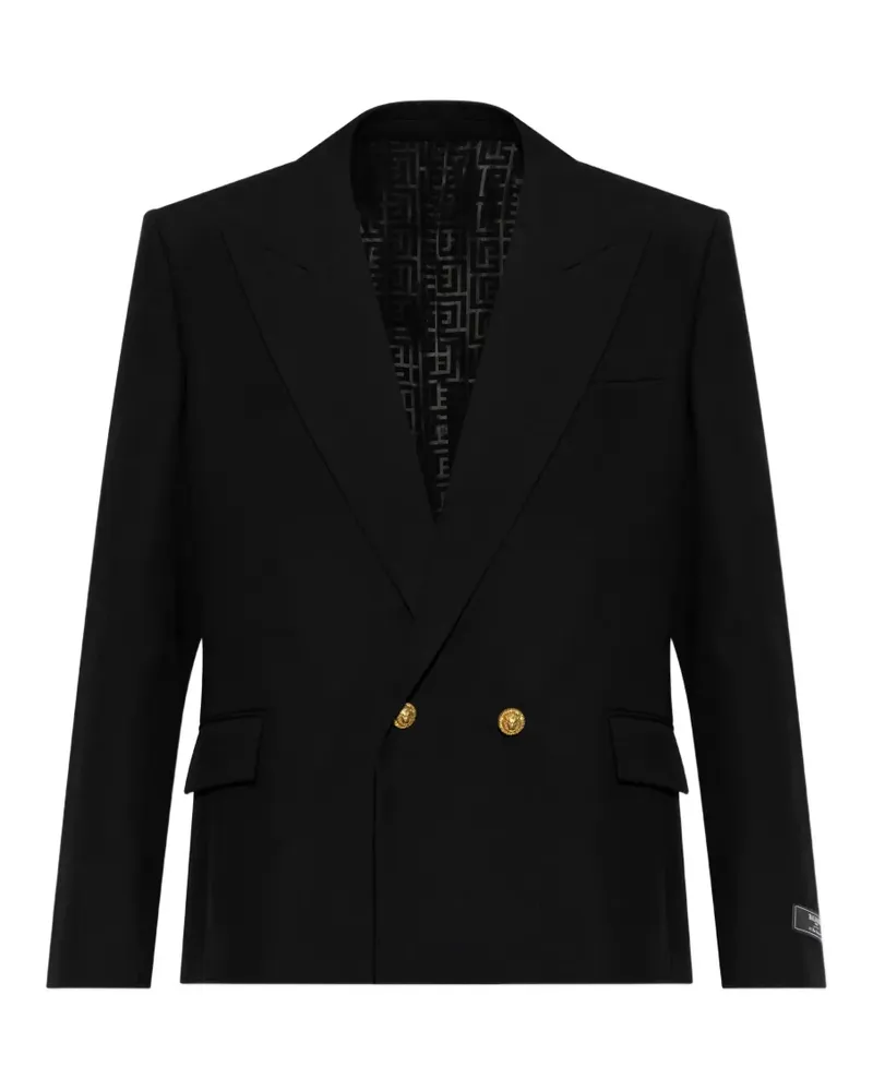 Balmain lion-button double-breasted jacket - Schwarz Schwarz