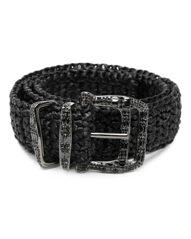Ermanno Scervino crystal-embellished woven belt - Schwarz Schwarz