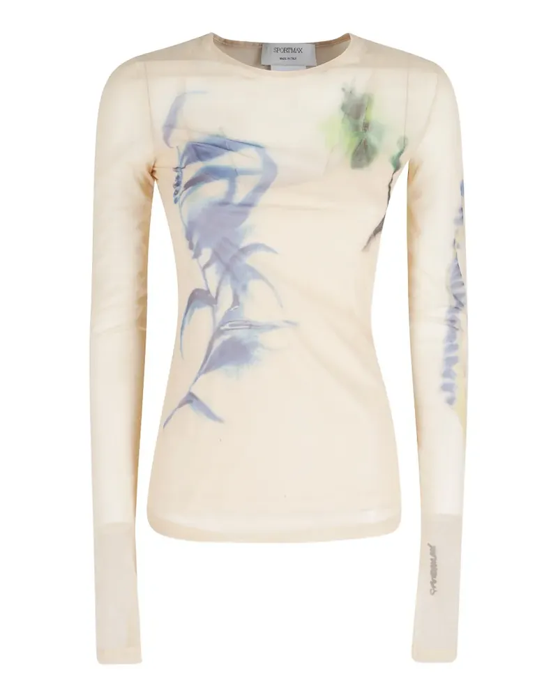 SPORTMAX abstract-print mesh dress - Nude Nude