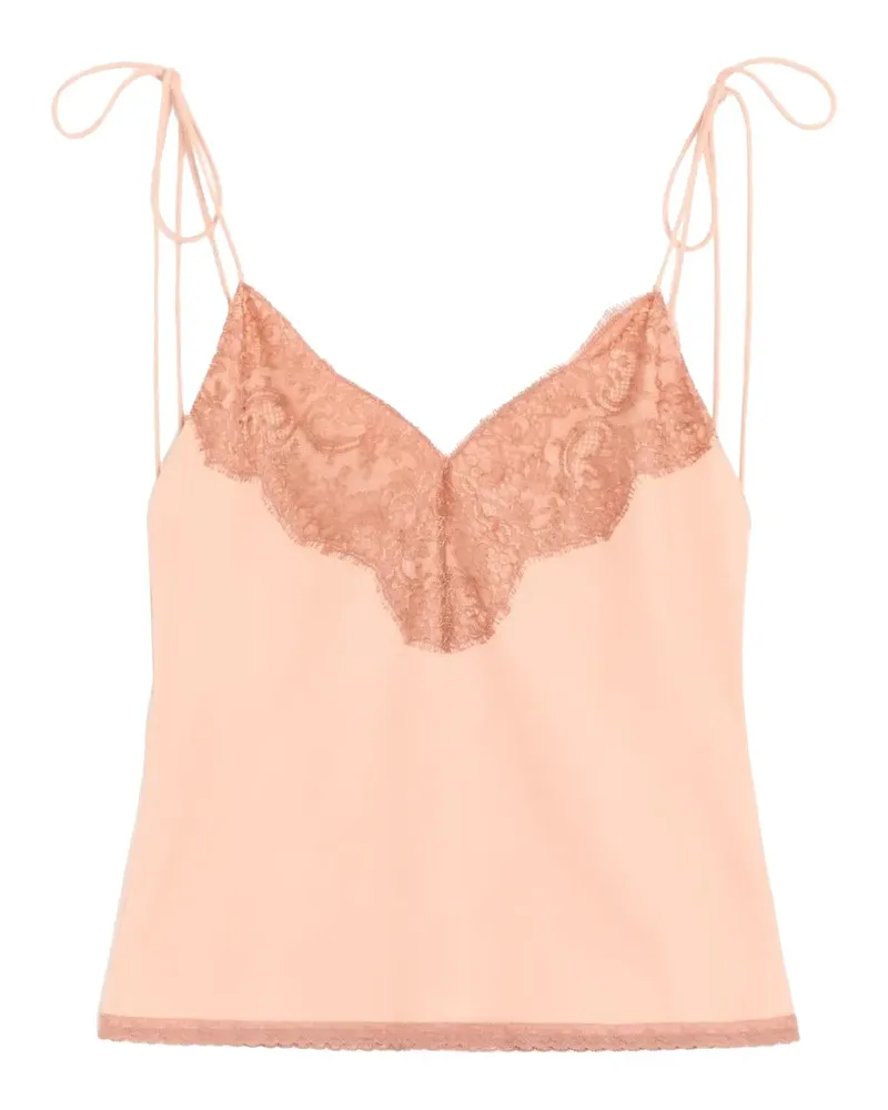 Valentino Garavani Chinakrepp-Top aus Spitze - Rosa Rosa