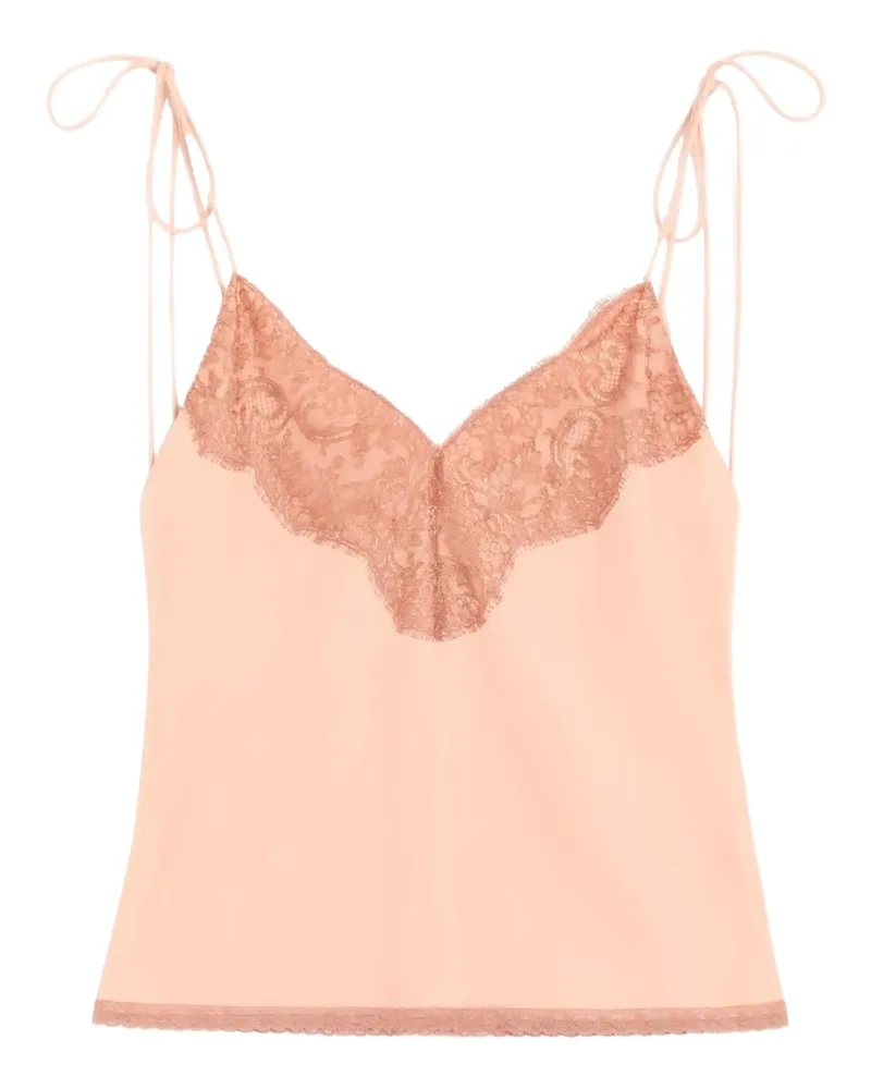 Valentino Garavani Chinakrepp-Top aus Spitze - Rosa Rosa