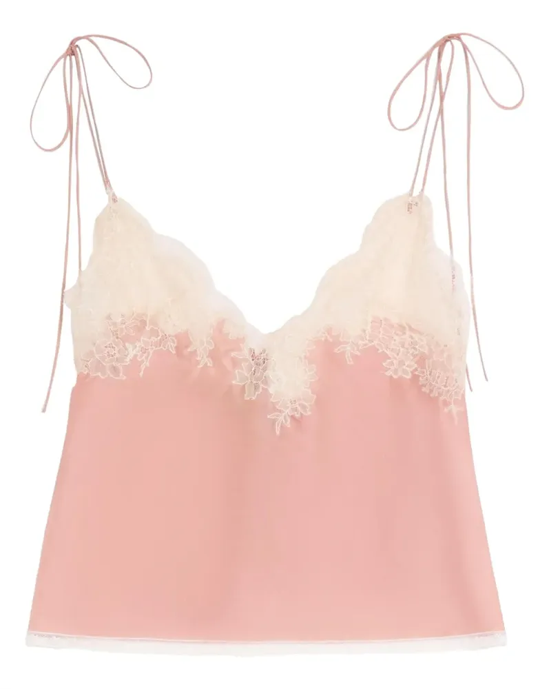 Valentino Garavani Chinakrepp-Top aus Spitze - Rosa Rosa