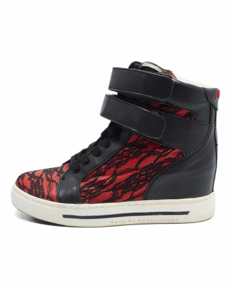 Marc Jacobs lace-layered wedge sneakers - Schwarz Schwarz
