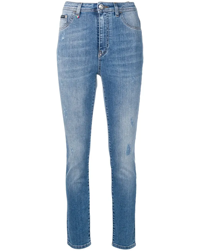 Philipp Plein Skinny-Jeans mit hohem Bund - Blau Blau