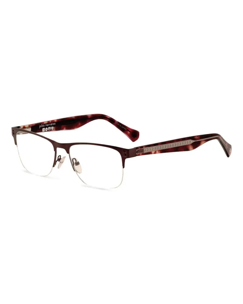 John Varvatos Halbrandbrille mit eckigem Gestell - Braun Braun