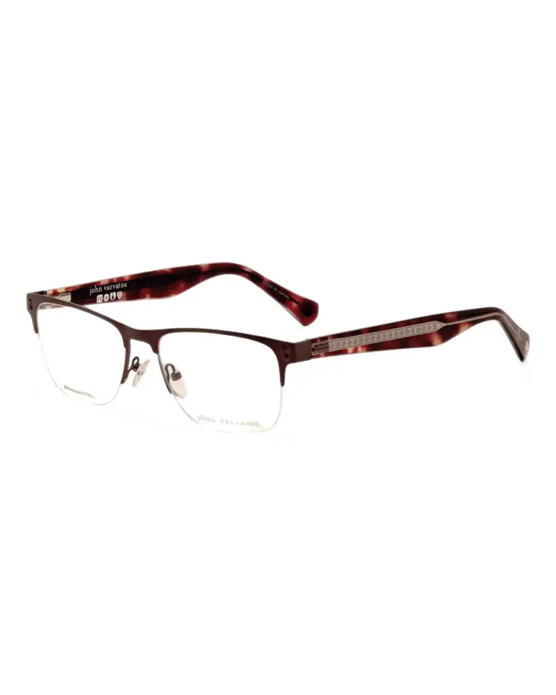 John Varvatos Halbrandbrille mit eckigem Gestell - Braun Braun