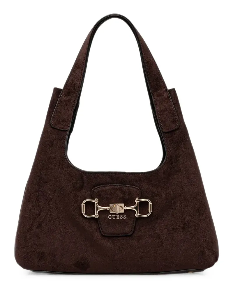 Guess Sunset horsebit-detail suede shoulder bag - Braun Braun