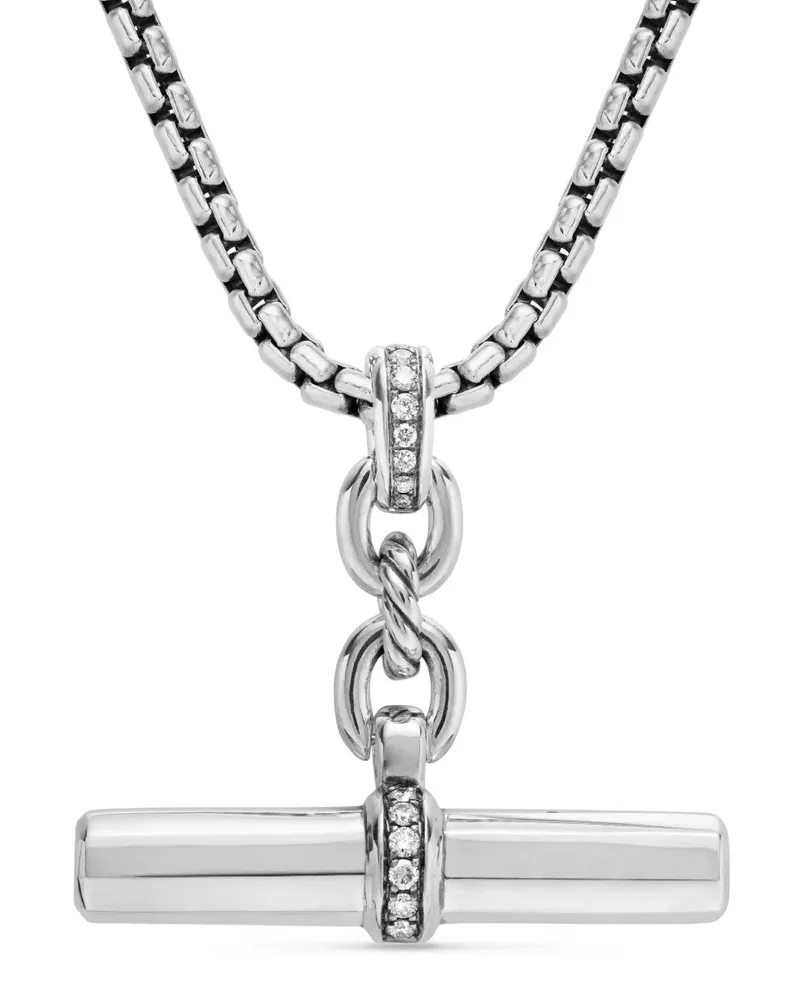 David Yurman Lexington E/W Barrel Sterlingsilber-Diamantanhänger 32mm Silber