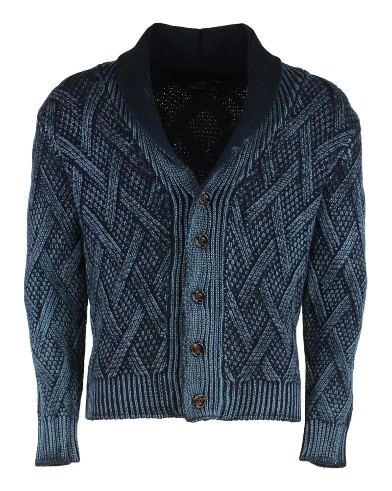MOORER Lelio-LTC shawl-collar buttoned cardigan - Blau Blau