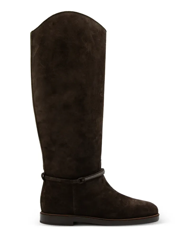 Brunello Cucinelli Monili-chain suede boots - Braun Braun