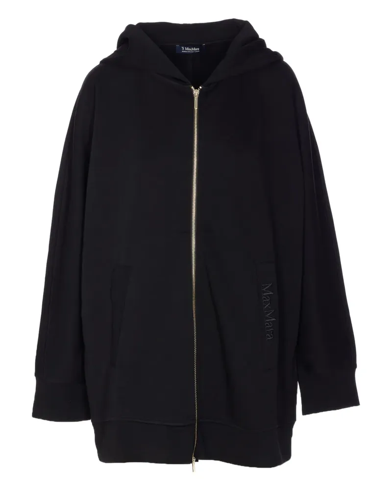 Max Mara Max Mara logo-embroidered hooded coat - Schwarz Schwarz