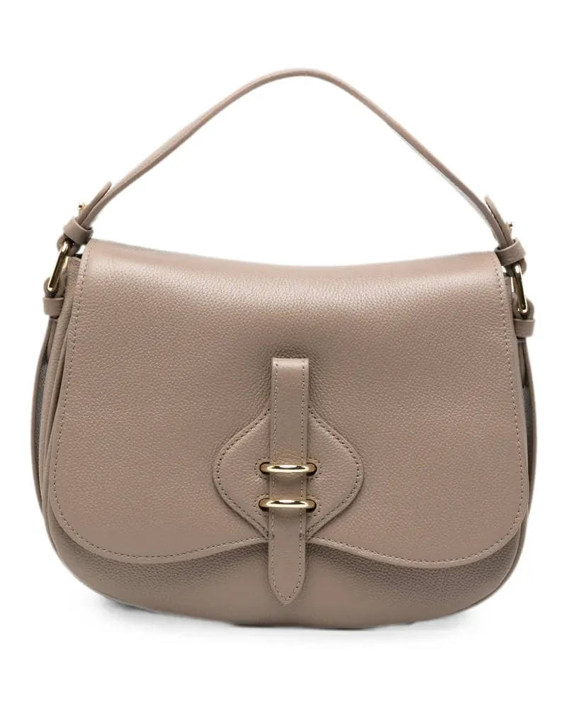 Coccinelle logo-detai leather shoulder bag - Nude Nude