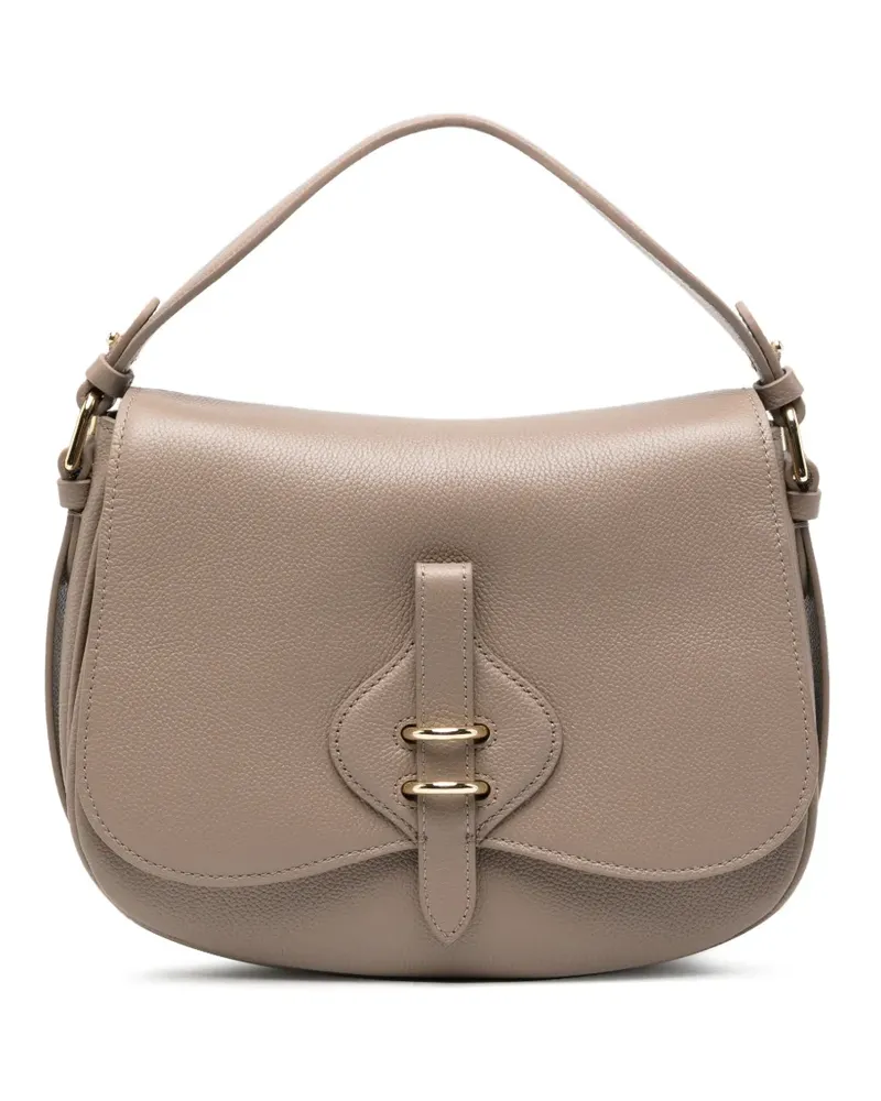 Coccinelle logo-detai leather shoulder bag - Nude Nude