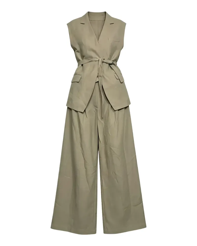 Brunello Cucinelli tie-fastening waistcoat and palazzo pants - Grün Grün