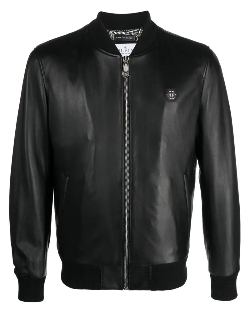 Philipp Plein Bomberjacke aus Leder - Schwarz Schwarz