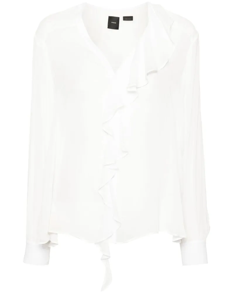 Pinko Georgette-Bluse mit Rüschen Weiß