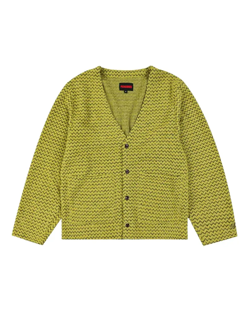 PLEASURES Cardigan mit V-Ausschnitt und Zickzackmuster - Grün Grün