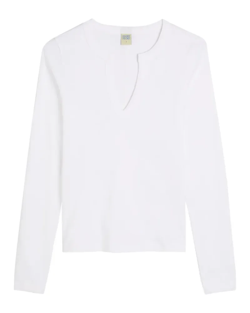 Flore Flore Langarmshirt mit V-Ausschnitt - Weiß Weiß