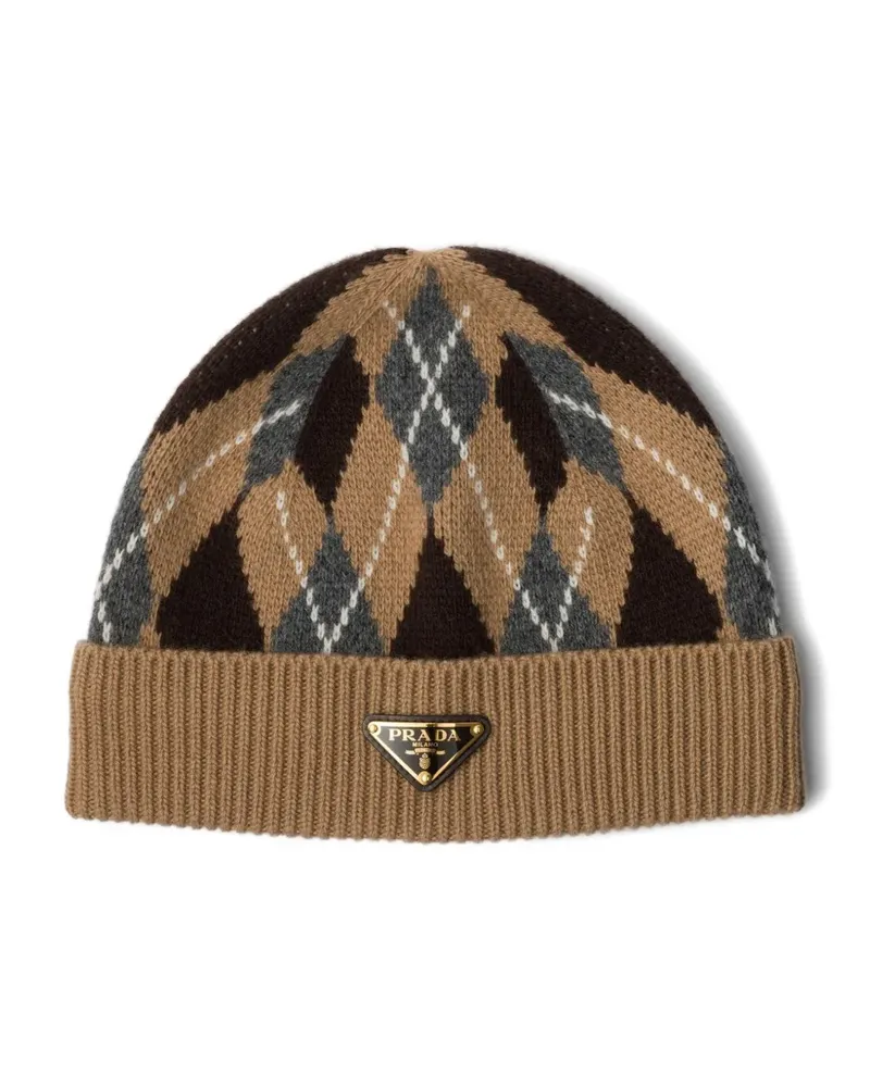 Prada Beanie mit Argyle-Muster - Braun Braun