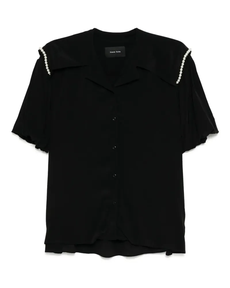 Simone Rocha Cropped-Hemd mit Matrosenkragen - Schwarz Schwarz