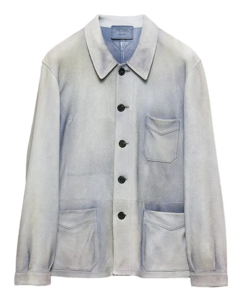 Prada suede caban jacket - Blau Blau