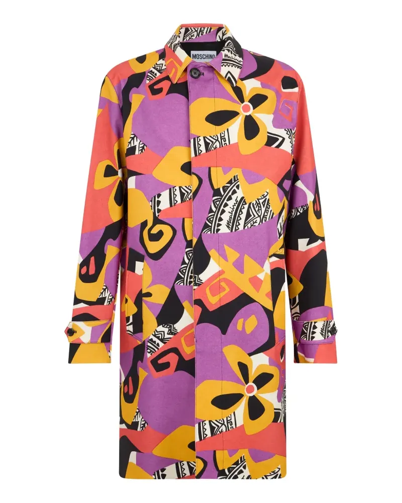 Moschino floral-print long-sleeve single-breasted coat - Violett Violett