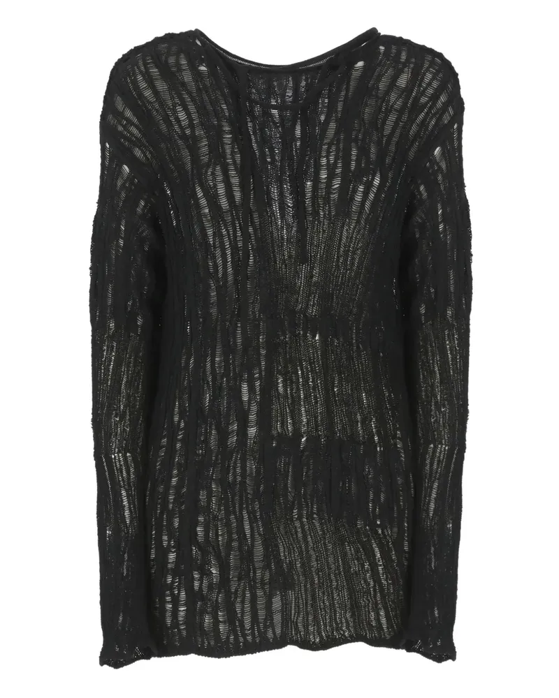 Yohji Yamamoto Pullover mit Lochstrickmuster - Schwarz Schwarz