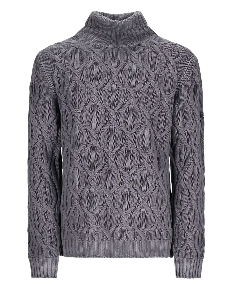 PT TORINO Rollkragenpullover mit Zopfmuster - Grau Grau