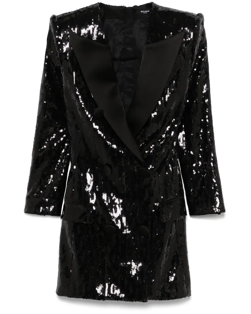 Balmain Minikleid mit Pailletten - Schwarz Schwarz