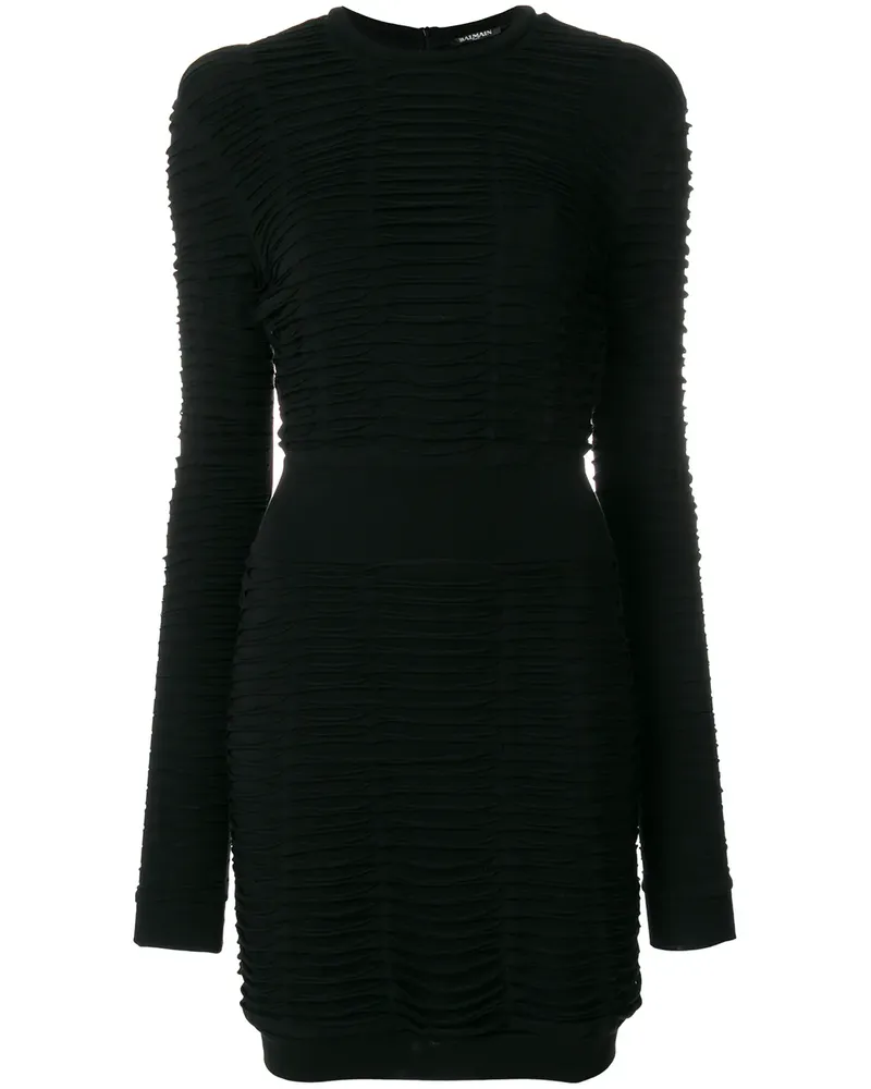 Balmain pleated fitted dress - Schwarz Schwarz