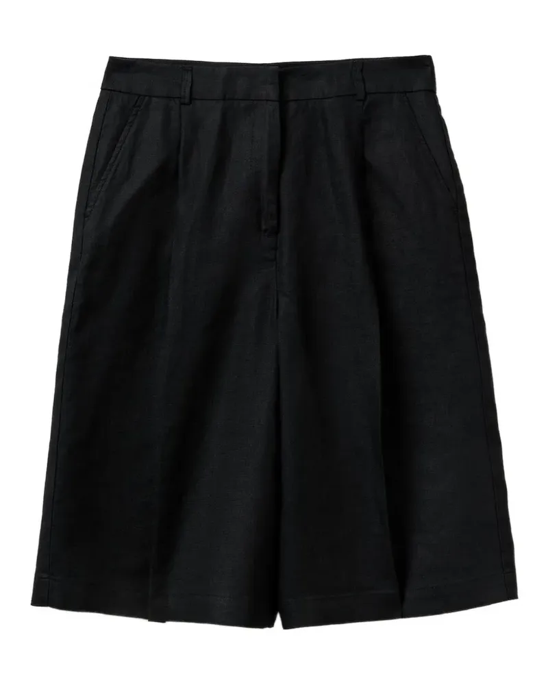 Benetton pleat-detail linen shorts - Schwarz Schwarz