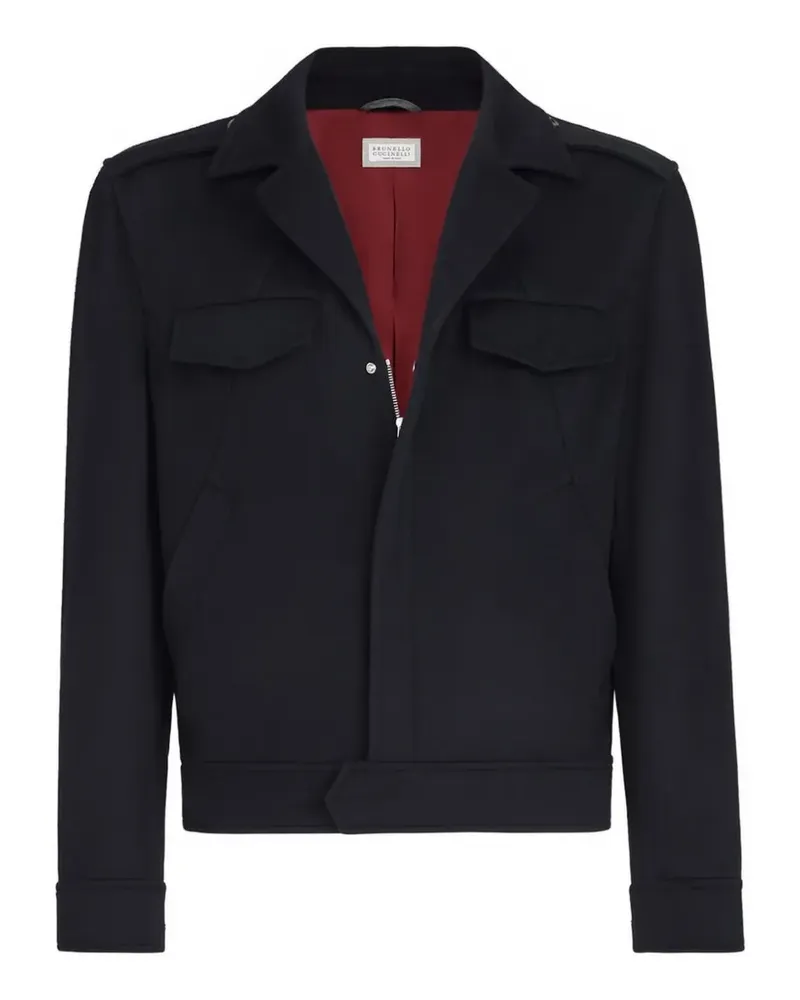 Brunello Cucinelli Leichte Outerwear-Jacke aus Schurwolle mit Brusttaschen - Blau Blau