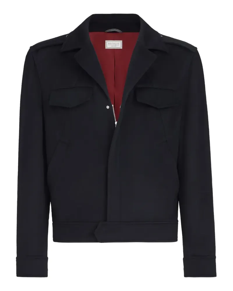 Brunello Cucinelli Leichte Outerwear-Jacke aus Schurwolle mit Brusttaschen - Blau Blau
