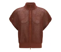 Cardigan mit Lochstrickmuster - Braun