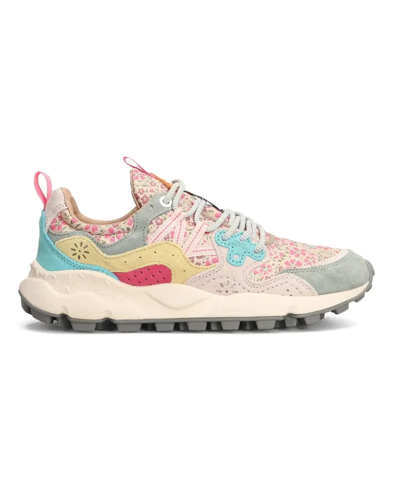 Flower MOUNTAIN Yamano 3 floral-print panelled suede sneakers - Rosa Rosa