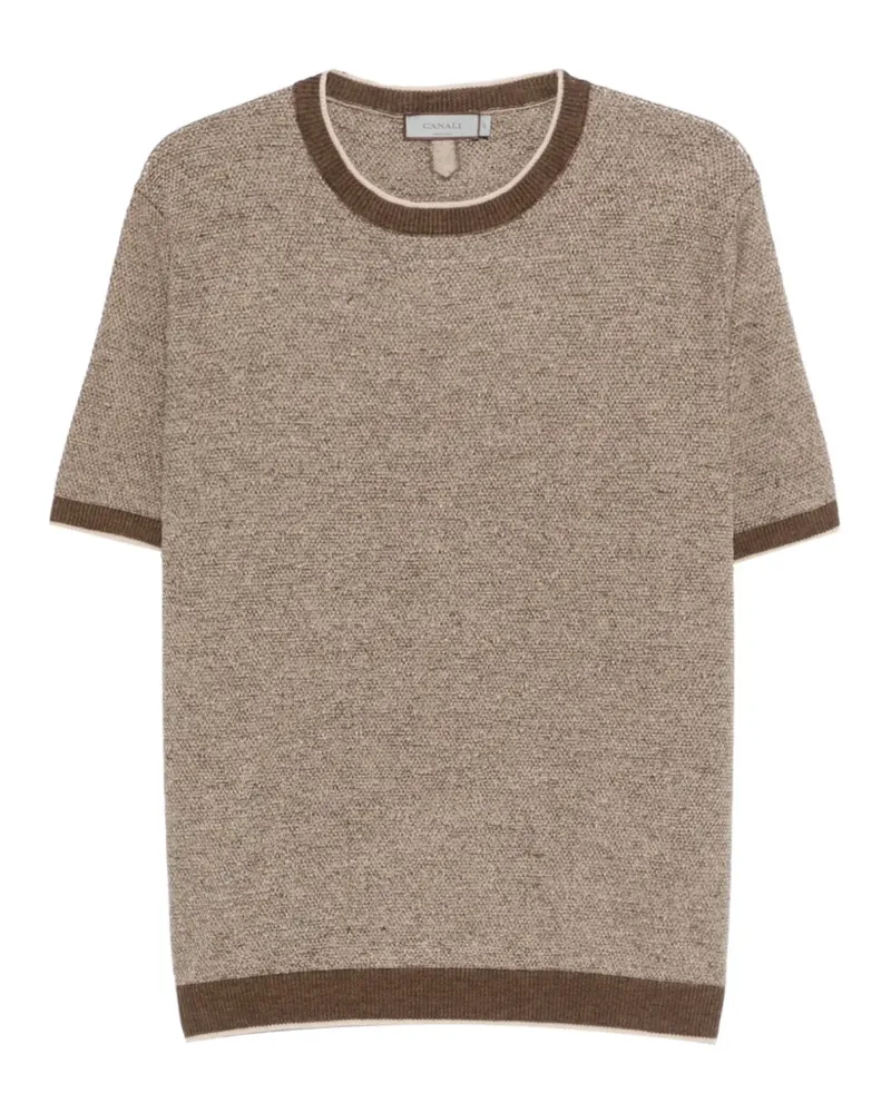 Canali T-Shirt mit Borten - Braun Braun