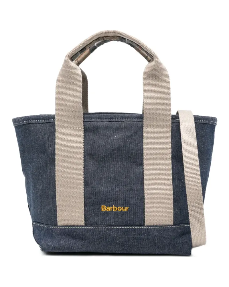 Barbour mini Mya tartan-detail denim tote bag - Blau Blau