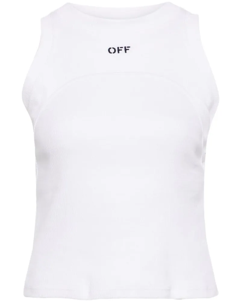 OFF-WHITE Geripptes Trägershirt mit Logo-Stickerei - Weiß Weiß