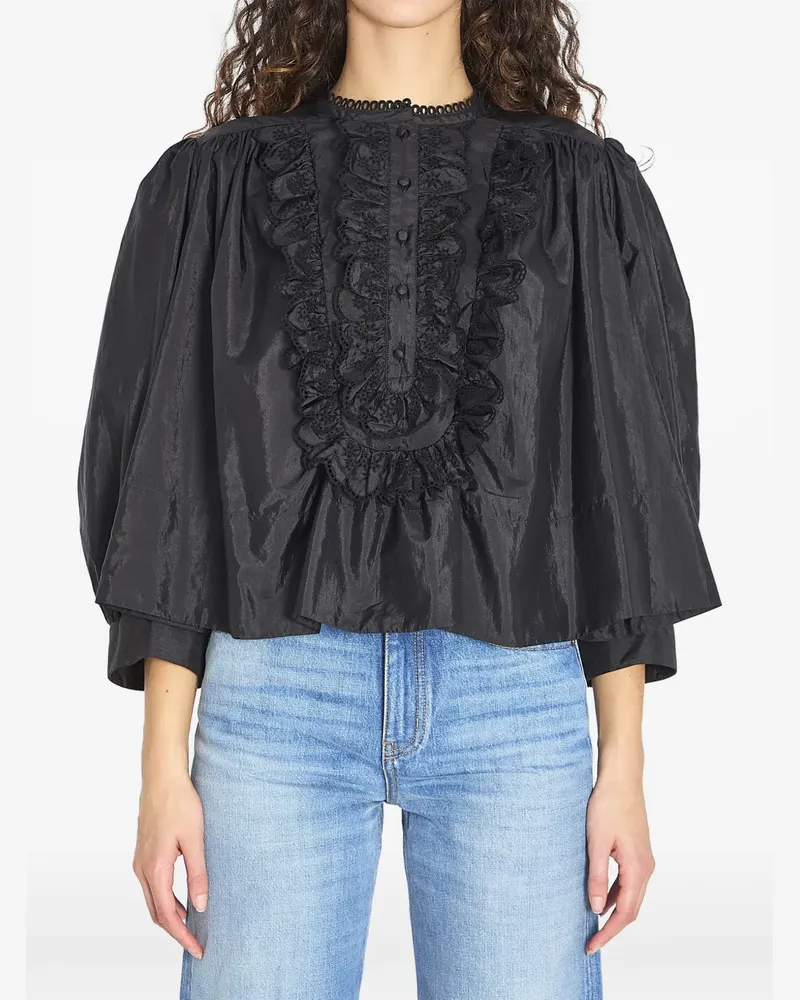 Chloé ruffled embroidered blouse - Schwarz Schwarz